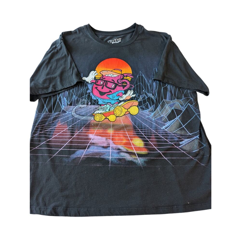 Kool-Aid Retro Vaporwave Skateboard Graphic T-Shirt XL Black 80s Neon Vapor
